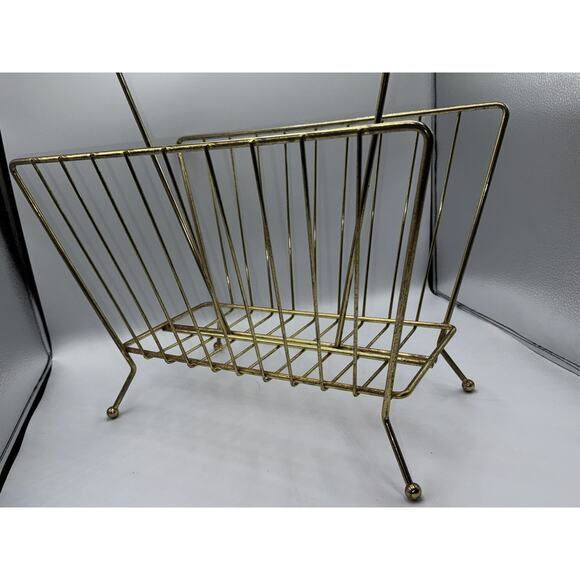 MCM Gold Tone Metal Magazine Rack - 15” H X 16 L X 9” W (approximately) - Picture 3 of 16